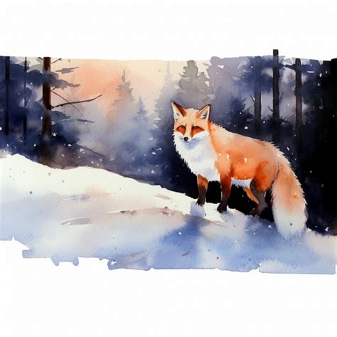 Winter Fox In Snow Art Free Stock Photo - Public Domain Pictures