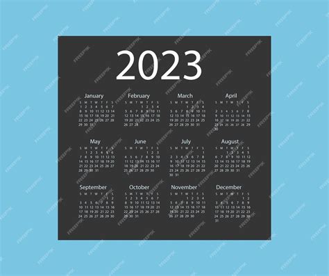 Free Vector Blue Minimal Calendar 2023