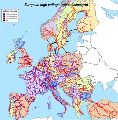 Map of European Electricity Grid - Europe - National Energy Grids ...