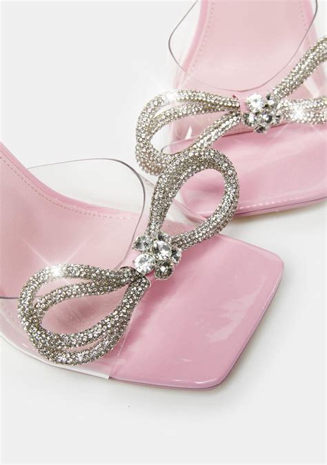 Public Desire Rhinestone Bow Clear Heel - Pink – Dolls Kill