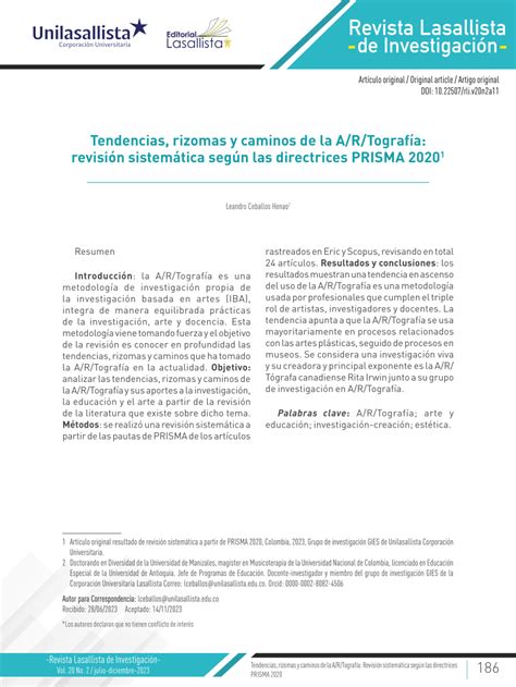 Pdf Tendencias Rizomas Y Caminos De La A R Tograf A Revisi N