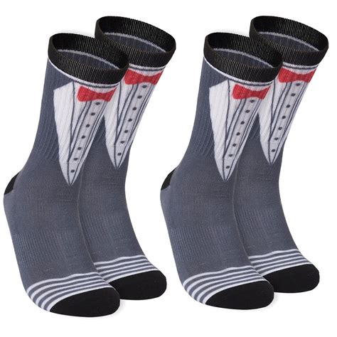 Soxxo 2 Pair Mens Novelty Socks Funny Socks With Tuxedo Printed