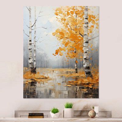 Design Art Birch Woods Autumn Sonata VIII Tree Birch Metal Wall Decor