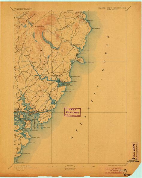 York Maine 1893 1904 USGS Old Topo Map Reprint 15x15 ME Quad 807746