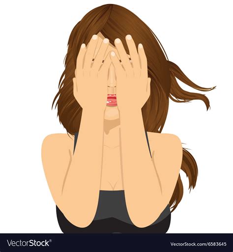 Woman Covering Her Eyes With Her Hands Royalty Free Vector