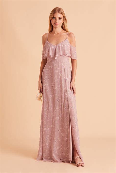 Jane Convertible Chiffon Bridesmaid Dress In Mauve Floret Birdy Grey