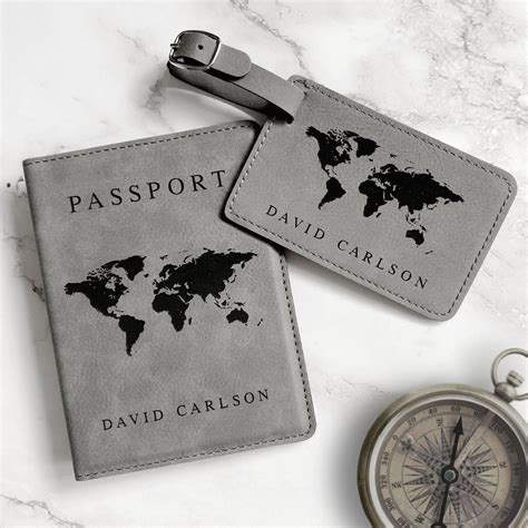 Personalized Passport Cover And Luggage Tag Set Custom Passport Holder Engraved Luggage Tag