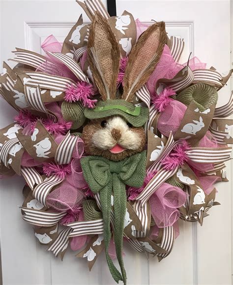 Easter Bunny Wreath Rabbit Wreath Deco Mesh Bunny Wreath Rabbit