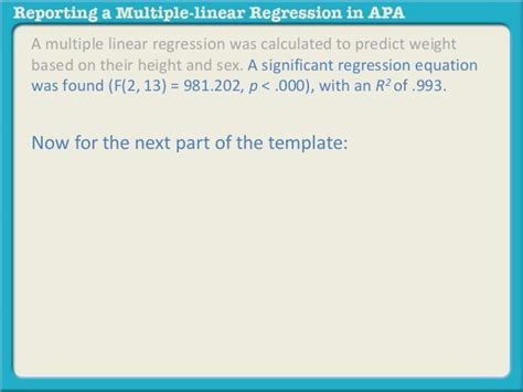 Reporting A Multiple Linear Regression In Apa