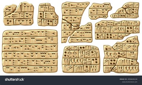 Akkadian Cuneiform Assyrian Sumerian Writing Set Stock Vector Royalty