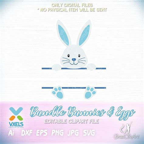 Bundle Easter Bunnies SVG Baby Bunny Name Tag And Decorative Egg