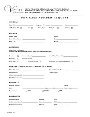 Fillable Online Fha Case Number Request Revised Lender Home Page Fax