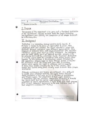 Lab 2- Simple Distillation lab report - The aim of this experiment was ...