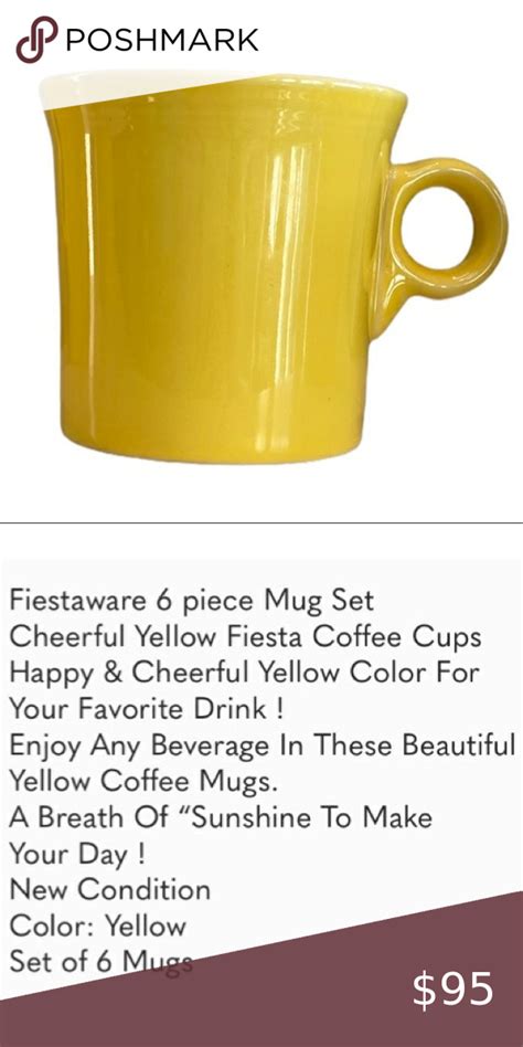 Fiesta Set Of 6 Fiesta Coffee Mugs Beverage Cups Yellow Yellow Coffee ...