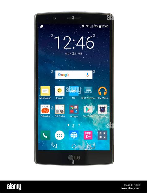 Home screen on an LG G4 5.5 inch Android smartphone running Android 6 Marshmallow Stock Photo ...