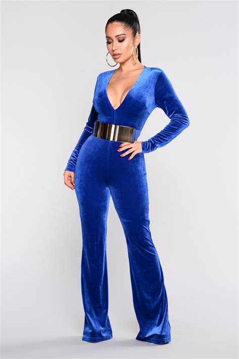 Alayna Velvet Jumpsuit Blue Jumpsuit Fashion Jumpsuit Velvet Jumpsuit