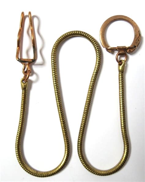 Antique S New Old Key Or Pocket Watch Fob Brass Snake Belt Clip