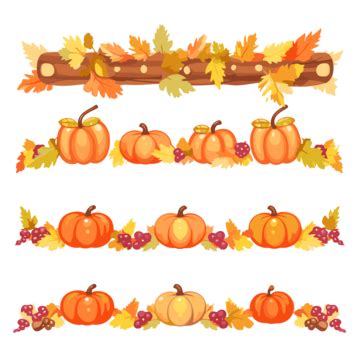 Fall Borders Clipart Set Of Autumn Borders And Pumpkins Cartoon Vector ...