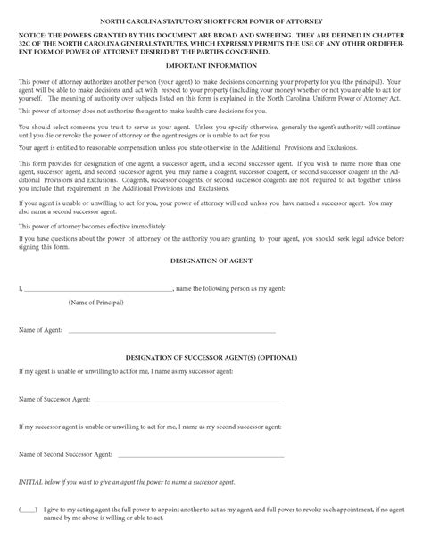 Free North Carolina Power Of Attorney Forms Pdf