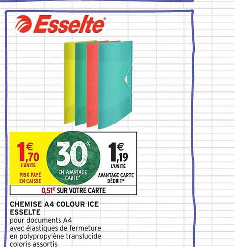 Promo Chemise A4 Colour Ice Esselte Chez Intermarche