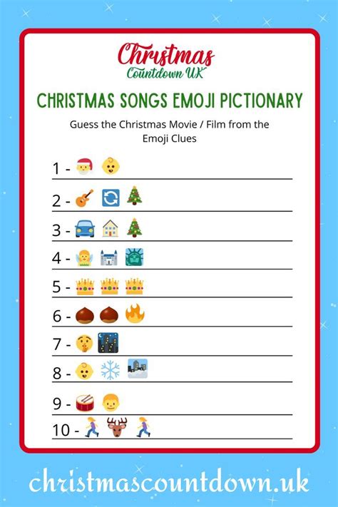 Christmas Songs Emoji Pictionary Free Christmas Music Christmas Song