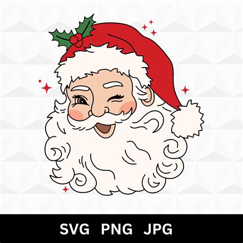 Vintage Santa Svg Santa Claus Svg Santa Face Svg Retro Santa Svg