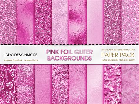 Pink Foil Glitter Seamless Digital Paper Pink Digital Paper