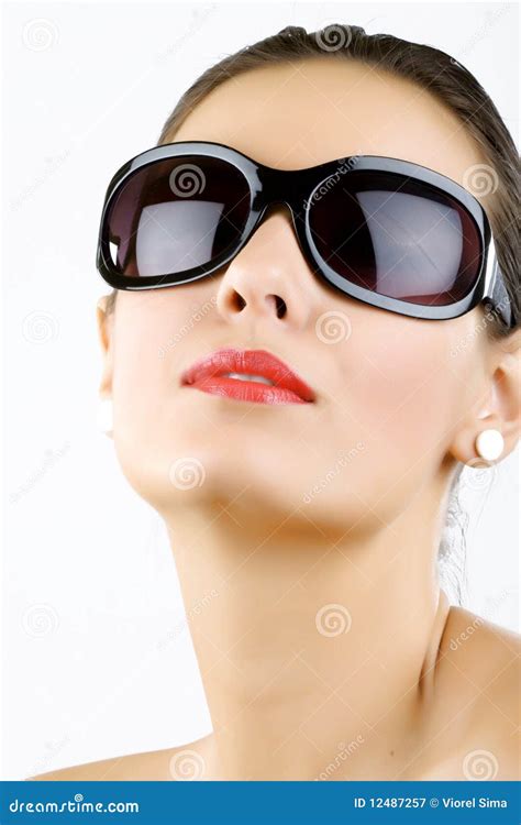 Young Beautiful Woman Wearing Sunglasses Stock Image Image Of Beauty Black 12487257