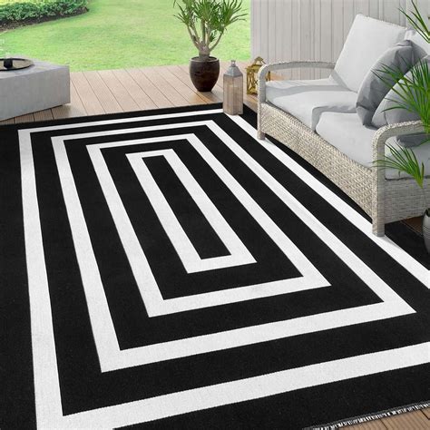 Amazon Lahome Black And White Outdoor Rug Area Rug 6x9 Indoor