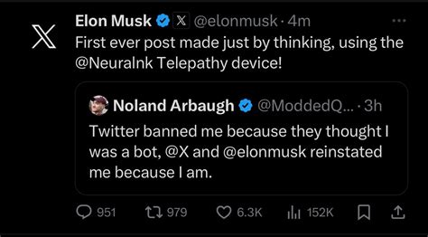 **Elon Musk says world’s first Neuralink patient has made a post on X just by thinking.** | NeH ...