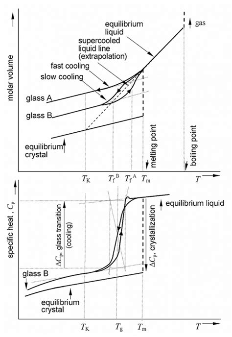 Schematic Typical Plots For Glass Transition Above Molar Volume