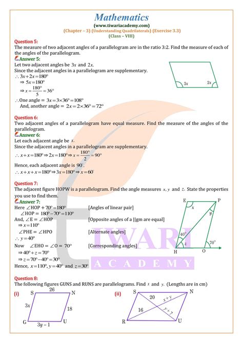 Ncert Solutions For Class 8 Maths Chapter 3 Exercise 3 3