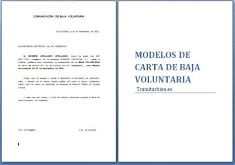 Modelo Carta Baja Voluntaria Socio Cooperativa Viviendas Modelo De