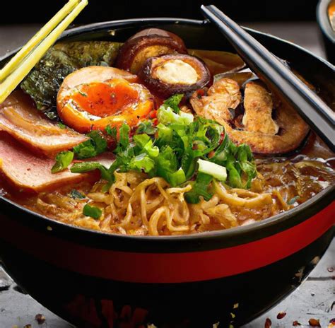 Premium Ai Image Close Up Of Ramen In Bowl On Black Background Created Using Generative Ai