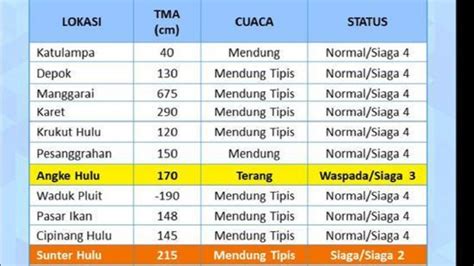 Tinggi Muka Air Sunter Hulu Capai 215 Cm BPBD DKI Jakarta Tetapkan