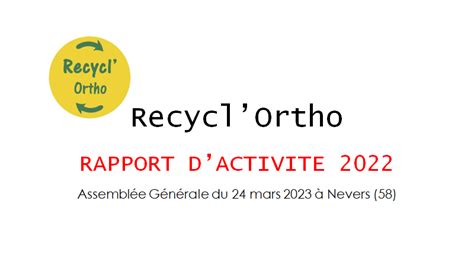 Recyclortho Une Nouvelle Association Aux C T S Dodm Recycl