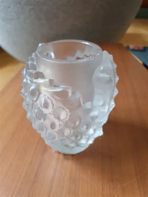 Vase En Cristal Sign Lalique France Mod Le Poissons En Relief Pais