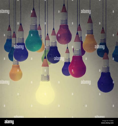 Drawing Idea Pencil And Light Bulb Concept Creative And Leadership As