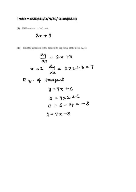 Solution Igcse Paper Differentiation Problem O N Q A Ii