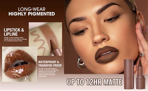 Amazon Erinde In Lip Liner And Lipstick Lip Combo Set Matte Nude Dark Brown Red Lip