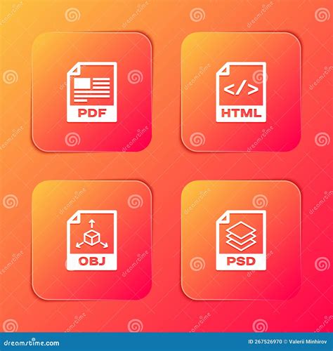 Establecer El Icono Html Obj Y Psd Del Documento De Archivo Pdf Vector