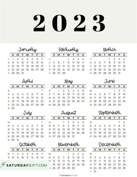 2023 Yearly Printable Calendar Free Full Page Get Calendar 2023 Update ...