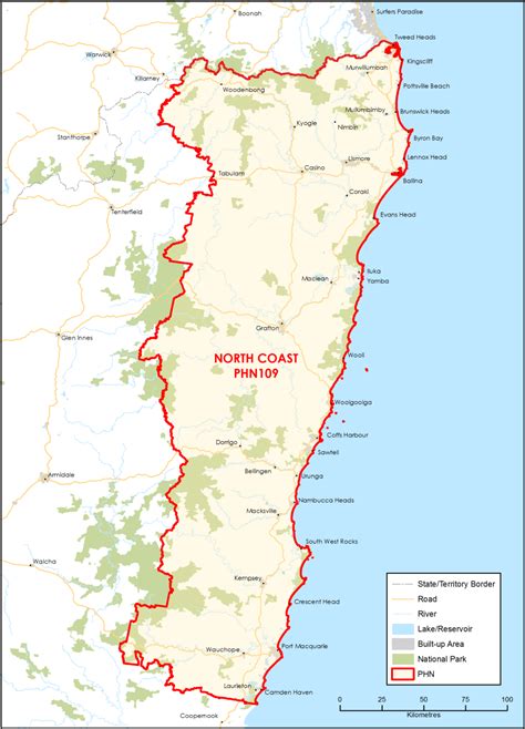 North Coast Nsw Primary Health Network Phn Map Topographic Australian Government