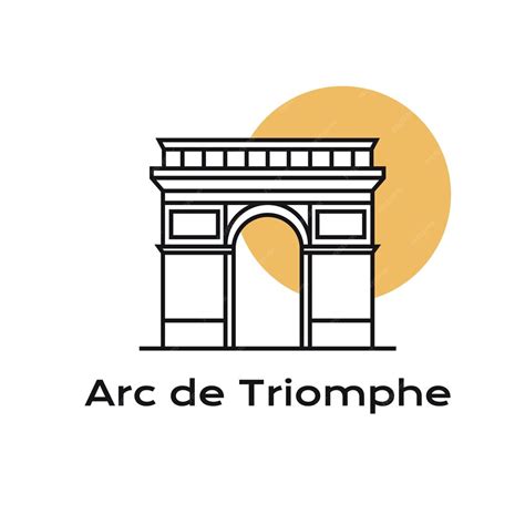 Premium Vector Line Art Arc De Triomphe Landmark Icon Of Paris