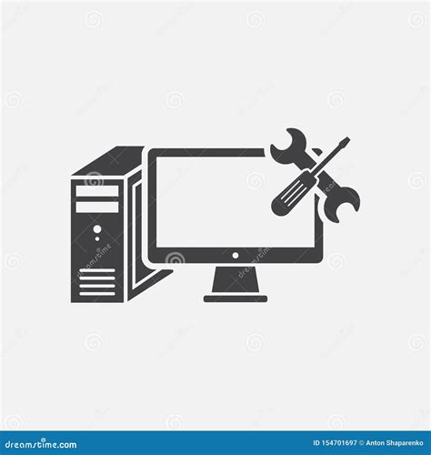 Computer Repair Glyph Icon Monochrome Style Design Simple Element