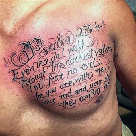 Bible Tattoo Quotes For Males On Upper Chest Psalm 23 41 Tattoo Quotes Bible Tattoos Bible