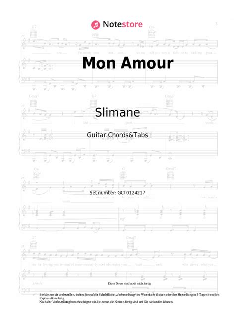 Slimane Mon Amour Noten für gitarren downloaden für Anfänger Gitarren