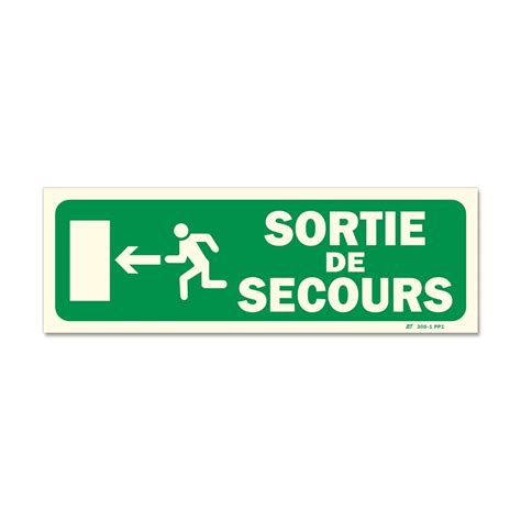 Panneau Sortie Secours Photoluminescent Pvc Mm Fl Che Gauche