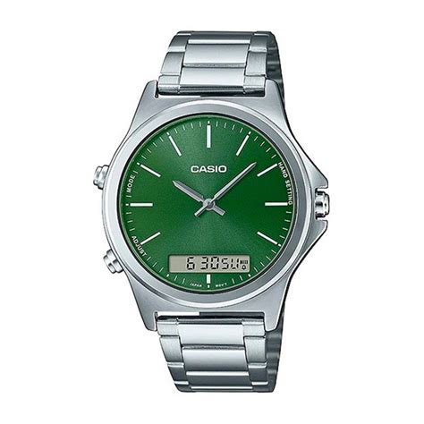 Orologio Casio Uomo Ana Dgt Acciaio Verde Mtp Vc D E