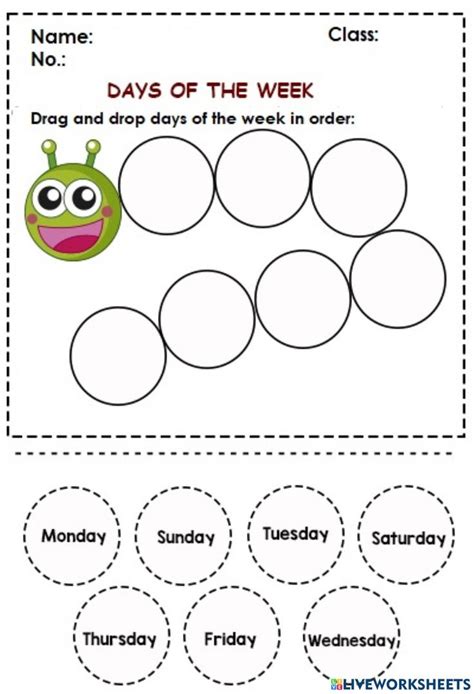 Days Of The Week Online Exercise For Grade 1 English Activities For